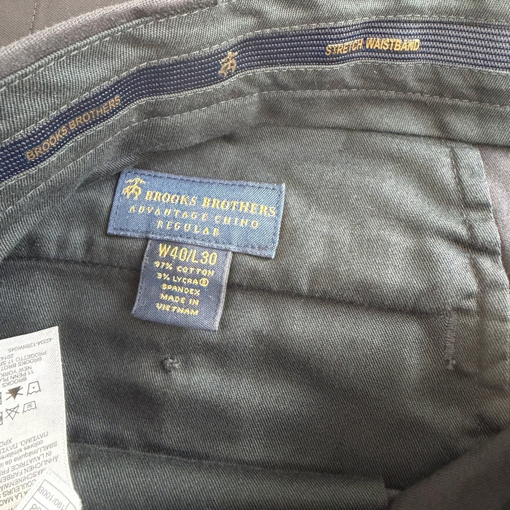 Brooks Brothers Advantage Chino Regular Pants Black NWT Men's 40x30 - Picture 5 of 6